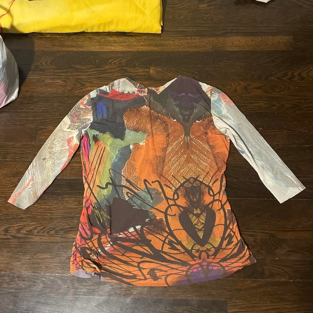 Petit Pois by Viviana G Multicoloured abstract all over print 3/4 sleeve top - Picture 4 of 5